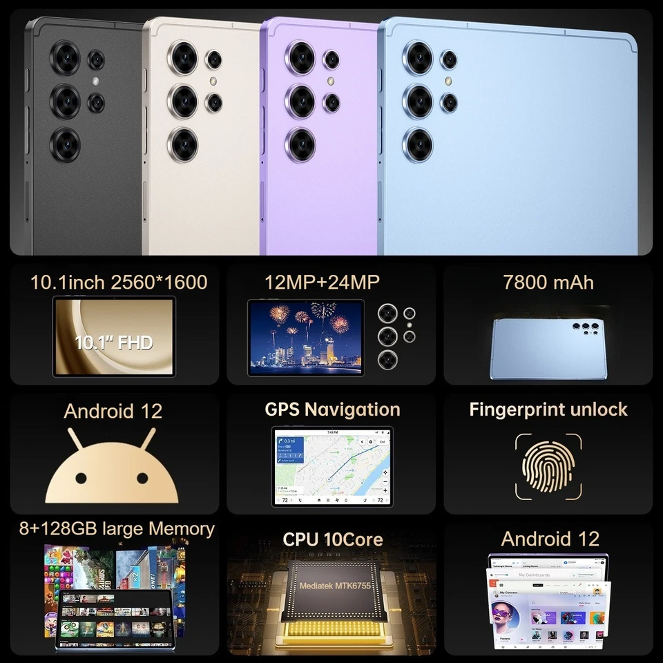 Pad 25 Ultra 10.1'' Tablet PC 8+128GB 12+24MP Android 7800mAh IPS Dual Sim Gifts - Image 2 of 4