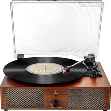 Vinyl Record Player Bluetooth Vintage 3-Speed Portable Turntables with Built