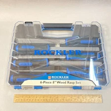 Rockler Wood Rasp File Set 6 Pc 8" Soft Grip w/ Case