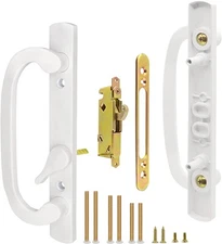 Patio Sliding Glass Door Handle Set with Mortise Lock 45° Keyway, Non-Keyed Offs