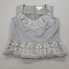 Vintage VIE Victoria Royal Beaded Evening Top Gray Sleeveless Womens Size 8 Y2K