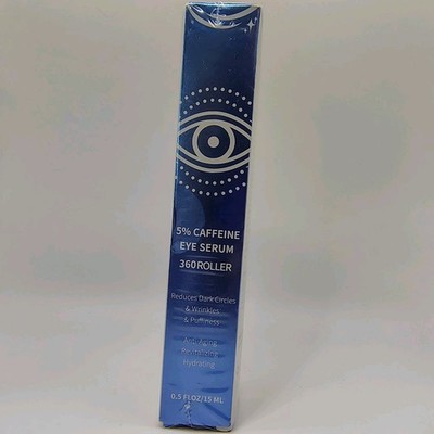 5% Caffeine Eye Serum 360 Roller 0.5 fl oz for Dark Circles, Wrinkles, Puffiness