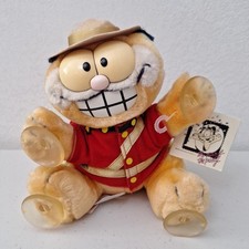 NWT Vtg Dakin 1981 Garfield Cat French Canada Mountie Police Plush Window Cling