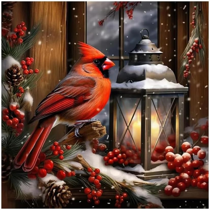 Christmas Diamond Art Kits for Adults - Cardinal Birds Diamond Painting Kits for