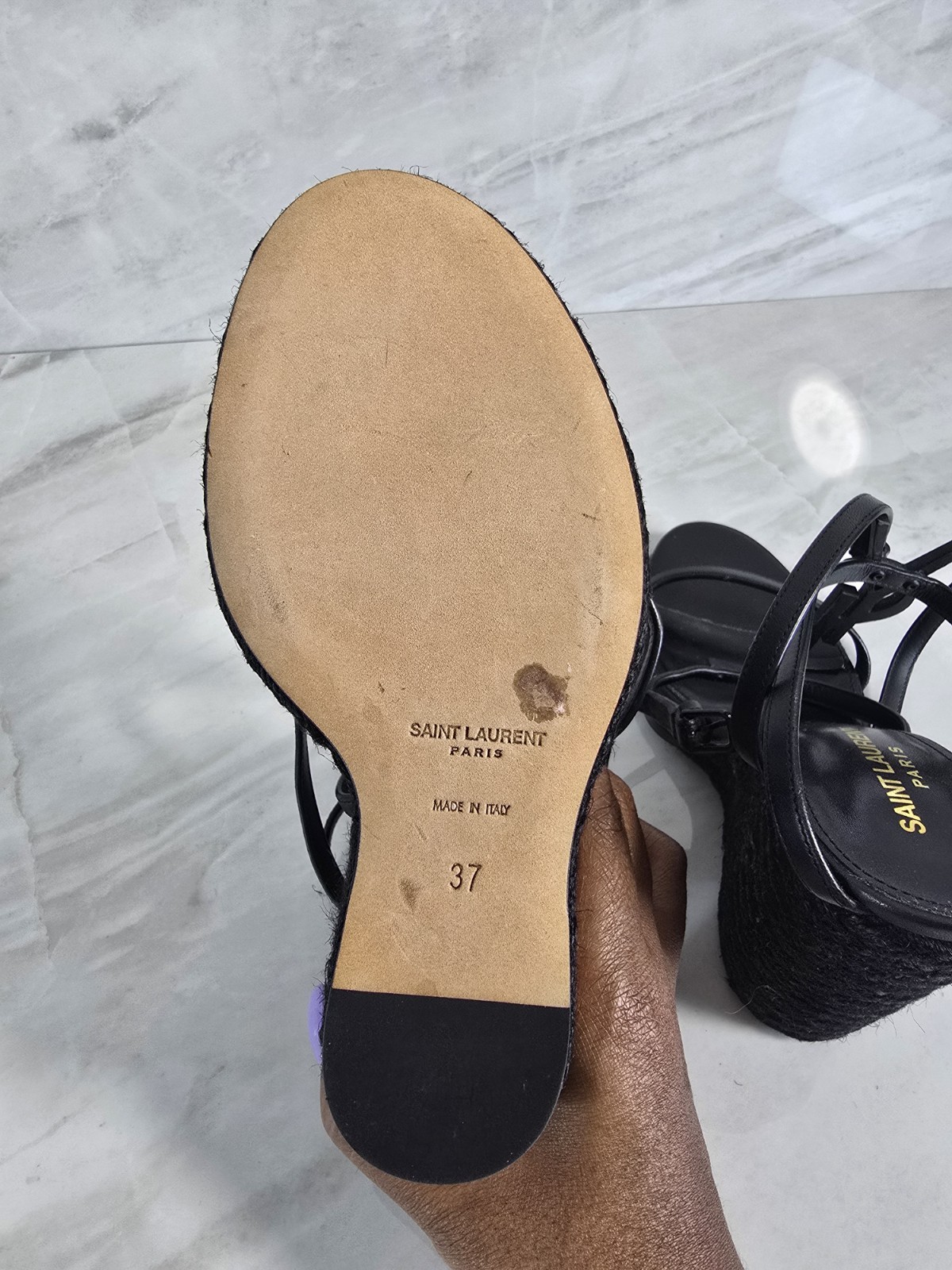 Sandali YSL Saint Laurent neri con zeppa e plateau