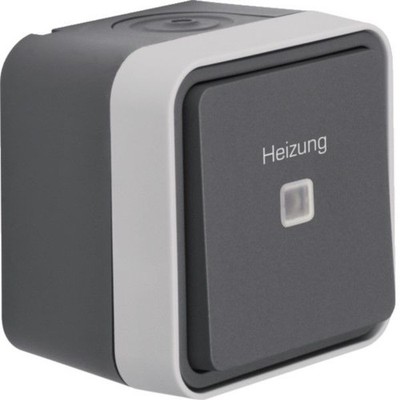 Hager WNC016 Kontroll-Wechselschalter Aufdruck 'Heizung' IP55 Aufputz W.1 grau