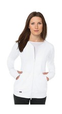KOI Lite Women's Clarity Zip Front Solid Scrub Jacket LE Small White