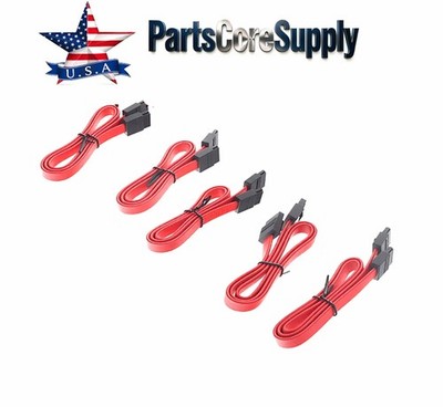 5x 18'' SATA 3.0 Cable SATA3 III 6GB/s SSD HDD Hard Drive Red USK