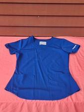 Skechers by Barco Women s Scrub Top Blue V-Neck 3 Pocket Size S Nursing Uniform