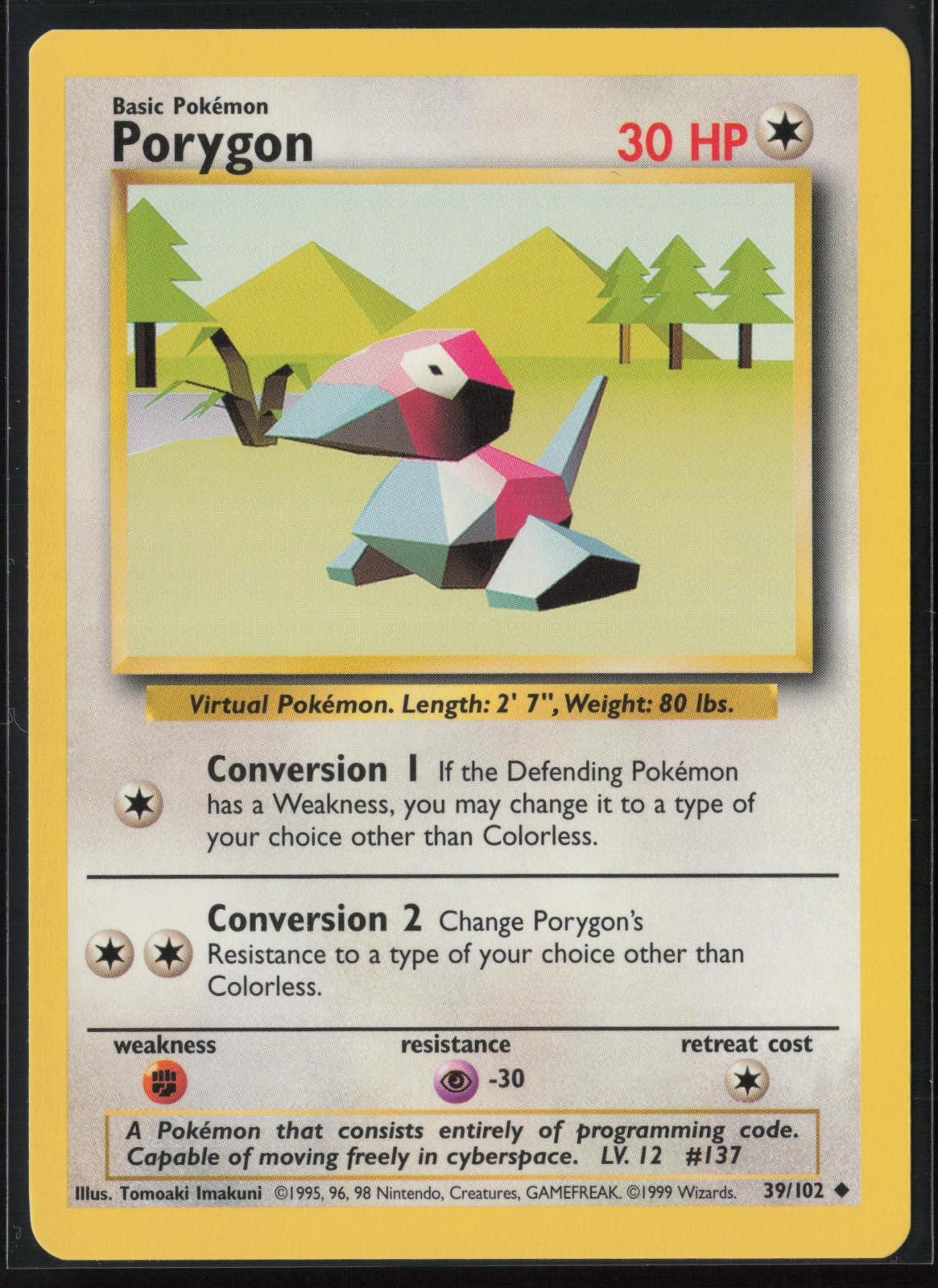 Porygon 39/102 Uncommon Base Set Unlimited Pokemon Near Mint