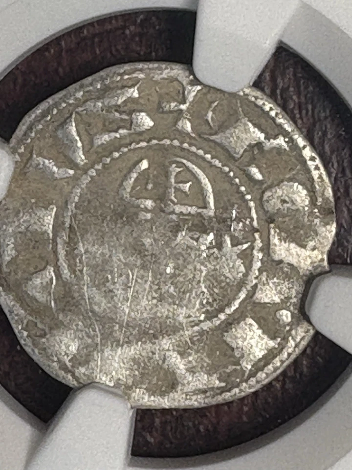 CRUZADOS, Antioquía. Bohemond III, mayoría. Denier de plata CC204 1163-1188AD NGC Foto 4 de 4