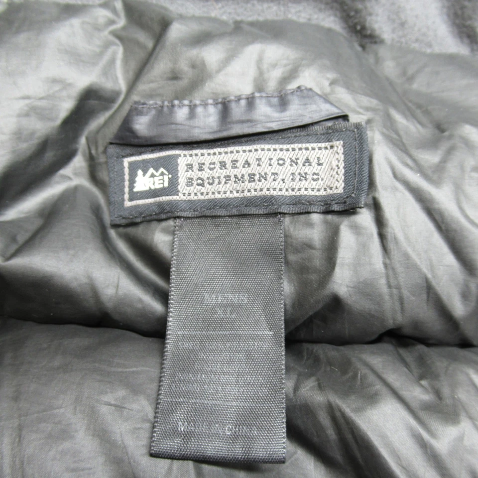 REI вниз пуховик куртка мужская XL черный с капюшоном изолированный свет упаковка полный молнии толщиной - Изображение 4 из 4