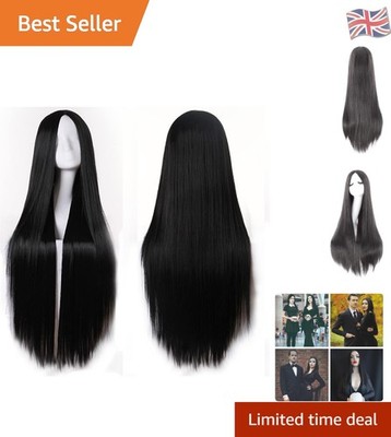 Stilvolle schwarze Kunsthaarperücke - 30 Zoll für mühelose Cosplay Eleganz