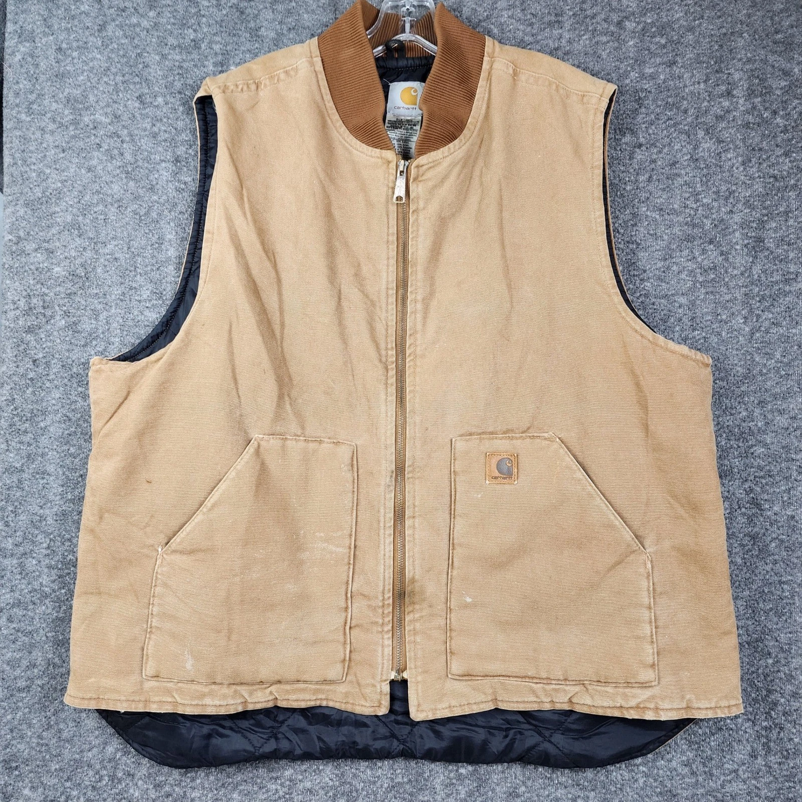 Carhartt V02 BRN Arctic Vest Mens 2XL Tall Duck Canvas Quilt Lined Workwear