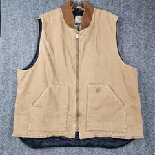Carhartt V02 BRN Arctic Vest Mens 2XL Tall Duck Canvas Quilt Lined Workwear