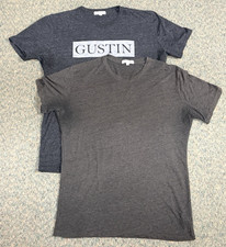 Lot of 2 Gustin T-Shirts Men's S Heather Gray Brown Short Sleeve Crew USA Made