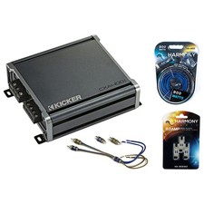 Kicker 46CXA4001 800W Sub Amp, 46KISL RCA Wire Adapter HA-AK8 8 Gauge Amp Kit