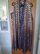 NWT LuLaRoe Joy Blue Silver Gold Foil Sheer Duster Vest Cardigan Size Large