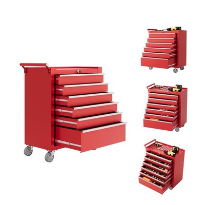 6-Drawer Tool Chest, Rolling Tool Box with Wheels and Lock System, Portable S...