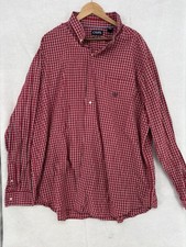 Chaps Button Down Dress Shirt Mens 3XT Red Check Long Sleeve Casual Logo EUC