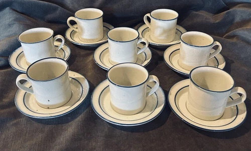 Lot Of 8 Dansk Designs Denmark BLUE MIST Niels Refsgaard 3” Cup & Saucer Sets