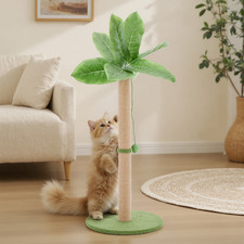33in Cat Scratching Post Tall Sisal Scratcher w/ Dangling Ball Toy for Indoor Ca