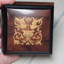 Vintage Gargiulo & Jannuzzi Wooden Tricket Box Lacquered Gold Inlay SR57