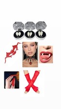 Vampire Fangs 3 Pairs-Halloween Costume Accessories Choker,Nails,Gloves,Eye Mask
