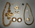 Lot of 8 vintage - TRIFARI JEWELRY - silver tone - pins earrings necklaces