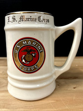 Vintage U.S. Marine Corps Ceramic Tankard Stein WC Bunting M20 Gilded 20 Oz XLNT