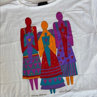 Vintage 1992 Laurel Burch Celebrating Motherhood Long Tshirt Swim Women's OS NEW