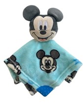 Disney Baby Mickey Mouse 11.5" Blue Gray Lovey Security Blanket Teether