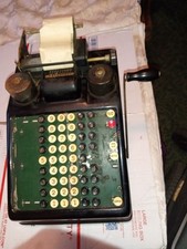 1920s Vintage Burroughs Portable Adding Machine Calculator Tape Register. w. key