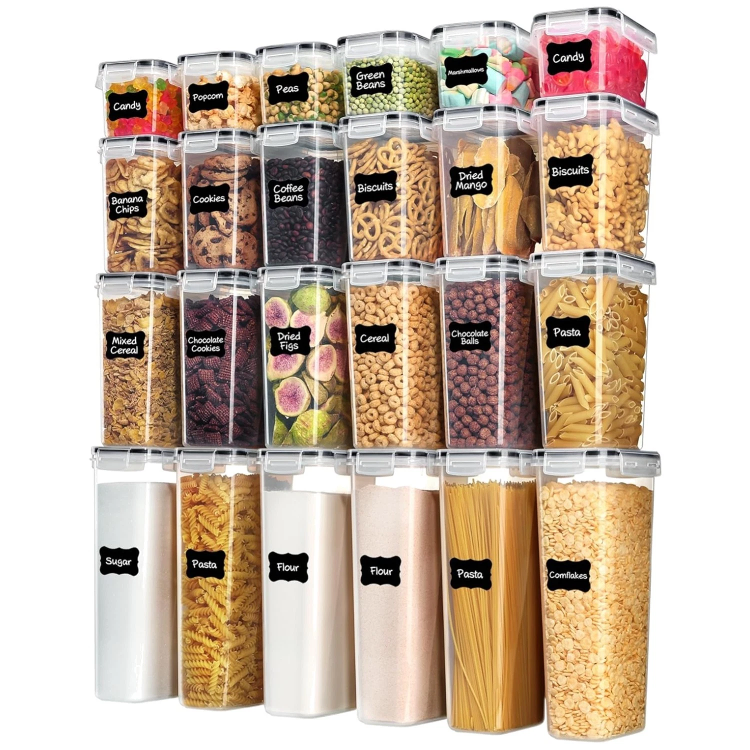 Stackable Pantry Organization Containers, Black