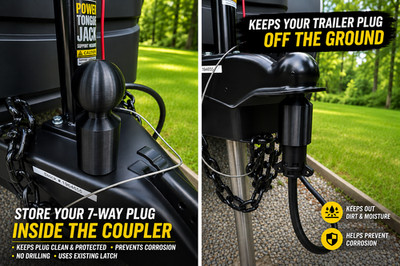 Plug Keeper  Trailer Plug Holder 2-5/16'' Coupler 7-Way Keeps Plug Off Ground