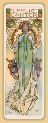 ART NOUVEAU Leslie Carter by Alphonse Mucha - Laminated Photo Bookmark