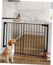 34" Extra Tall No Bottom Bar Baby Gate for Stairs, 31.6"-48" W x 34" H Black