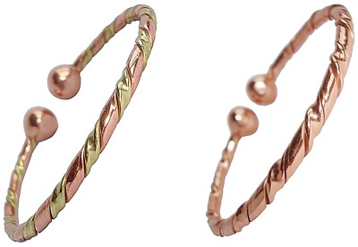 Herren oder Damen Magnetfeldtherapie Armband Kupfer oder Kupfer und Messing Armreif Neu