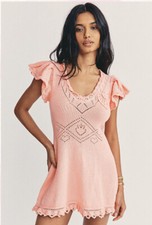 LoveShackFancy Fresno Crochet Knit Strawberry Mini Dress $325