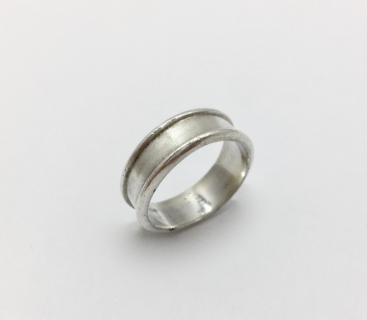 Vintage 8mm Wide Simple Rolled Edge Band Ring Size 12 Sterling