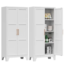 Kitchen Pantry Storage Cabinet Cupboard 2 Doors Freestanding Cupboard 3 Shelves