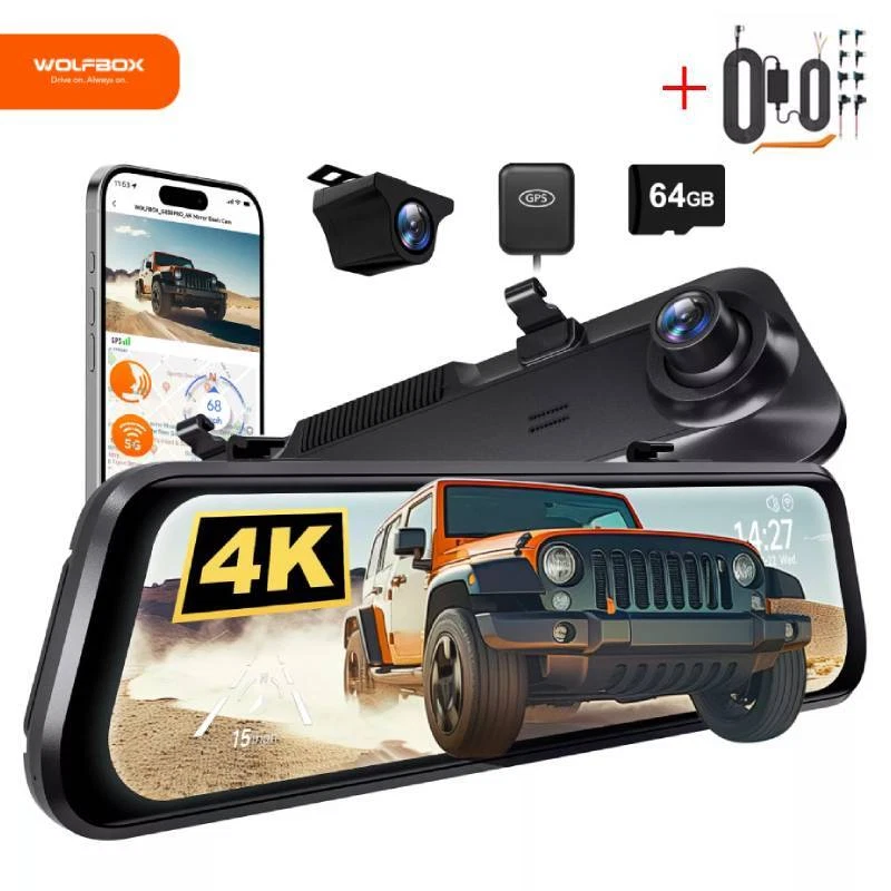 Espejo retrovisor WOLFBOX G850 PRO Dash Cam GPS WiFi, control por voz, ADAS y BSD Foto 3 de 4
