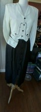 Vintage DRESS w/ Embroidered Vest 1980's Black & White  K Studio  Tie size 10