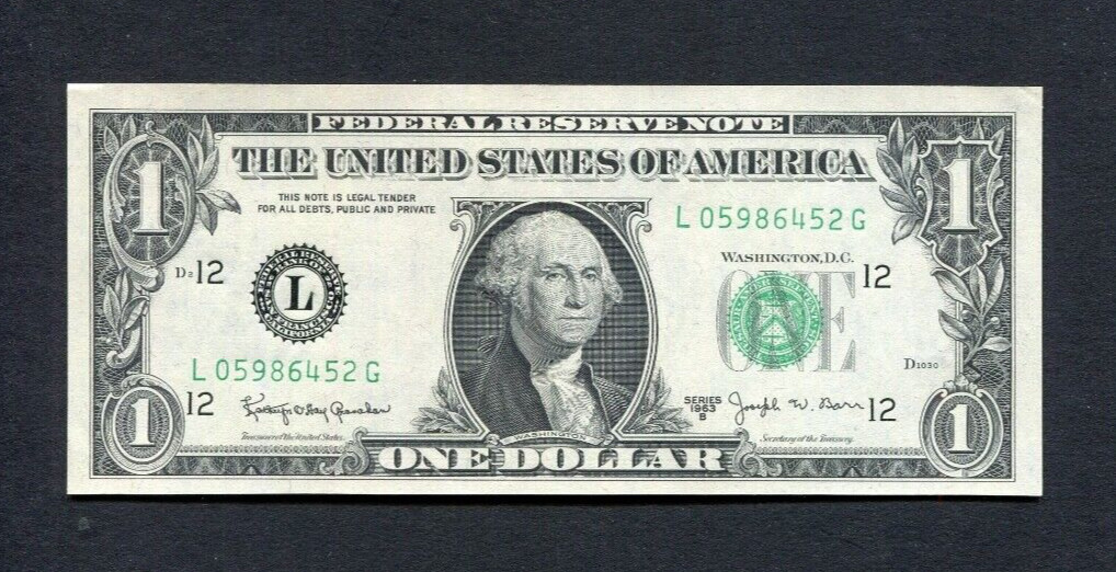 United States US 1963 b $1 Unc Banknote P-443c Barr Note, San Francisco, L,