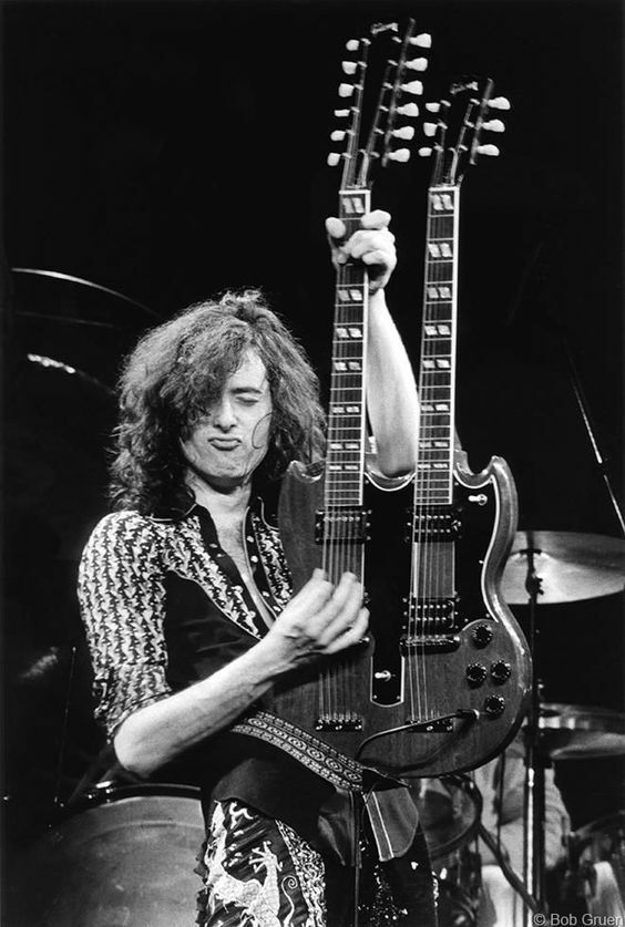 Jimmy Page of Led Zeppelin Twin Neck Gibson Re- Print 5x7 | eBay