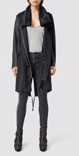 Allsaints Kaito Lea Parka Coat Ink Blue/black Uk10 Rrp £398 **new Without Tags