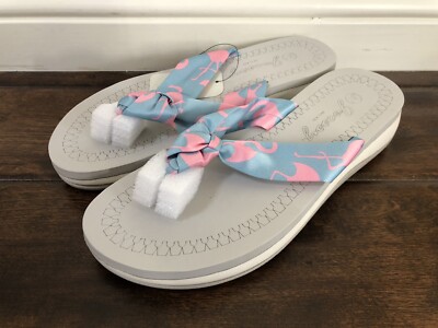 Jeossy Women's Arch Support Flip Flops Sandals Thong Slides Blue US Size 6/6.5