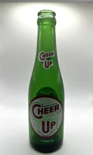 1975 Green Cheer Up Beverage 7 oz. Bottle- Bottled by Crown Bottling, Erie PA