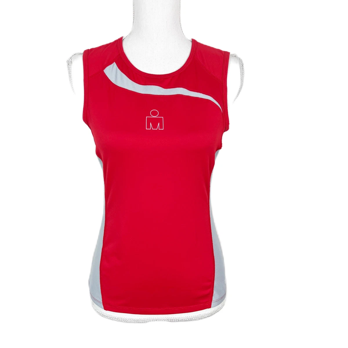 K-Swiss Iron Man Tank Top Women Small Red Grey Athletic Sleeveless