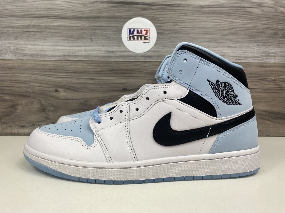 Nike Air Jordan 1 Mid SE White Ice Blue Black UNC GS Men's Nike Air Jordan 1 Mid SE White Ice Blue Black UNC GS Men's